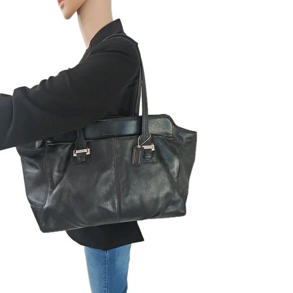 Coach Dark Leather Shoulder Bag - Picture 2 of 16